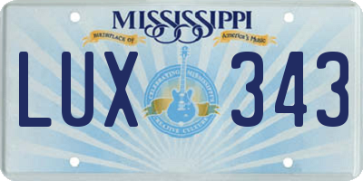 MS license plate LUX343