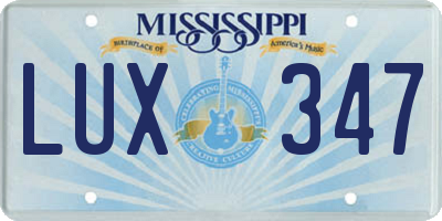 MS license plate LUX347