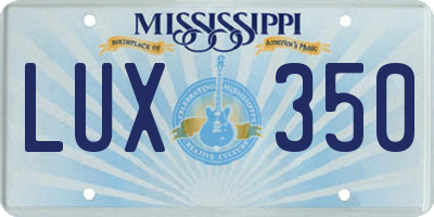 MS license plate LUX350