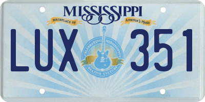 MS license plate LUX351