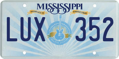 MS license plate LUX352
