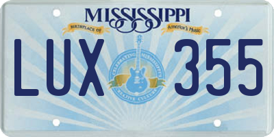 MS license plate LUX355