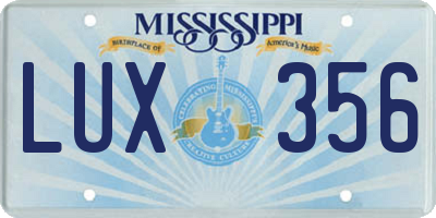 MS license plate LUX356
