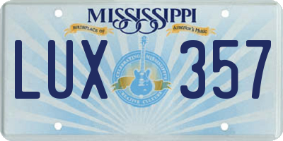 MS license plate LUX357