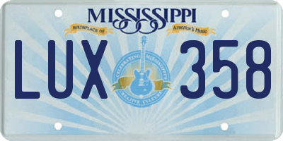 MS license plate LUX358