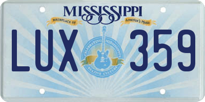MS license plate LUX359