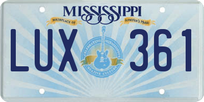 MS license plate LUX361