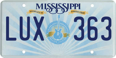 MS license plate LUX363