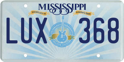 MS license plate LUX368