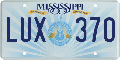 MS license plate LUX370