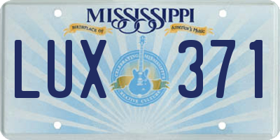 MS license plate LUX371