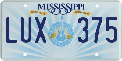 MS license plate LUX375