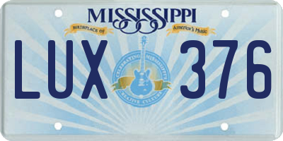 MS license plate LUX376