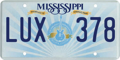MS license plate LUX378