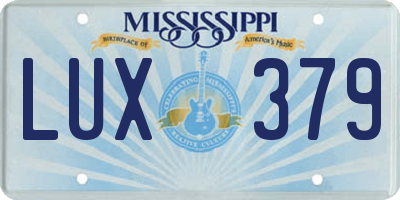MS license plate LUX379