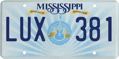 MS license plate LUX381