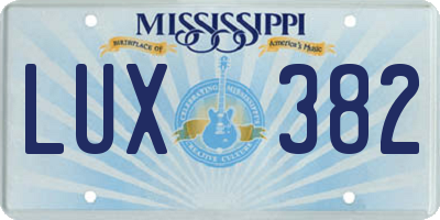 MS license plate LUX382