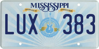 MS license plate LUX383