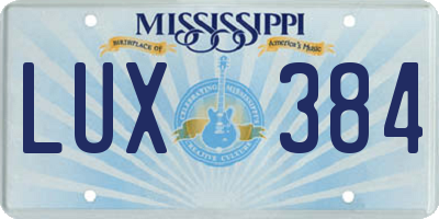 MS license plate LUX384
