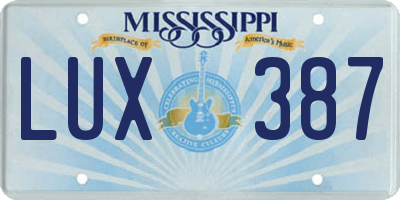 MS license plate LUX387