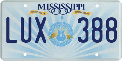 MS license plate LUX388