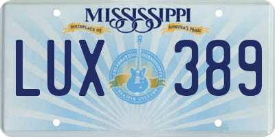 MS license plate LUX389