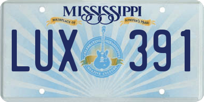 MS license plate LUX391