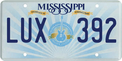 MS license plate LUX392