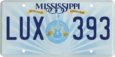 MS license plate LUX393