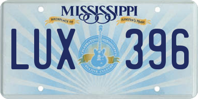 MS license plate LUX396