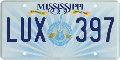 MS license plate LUX397