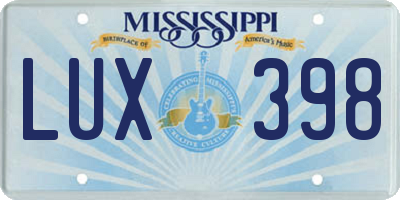 MS license plate LUX398