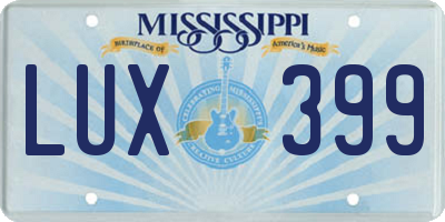 MS license plate LUX399