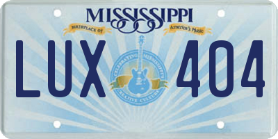 MS license plate LUX404