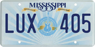 MS license plate LUX405