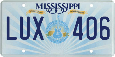 MS license plate LUX406