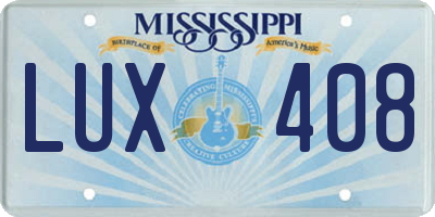 MS license plate LUX408
