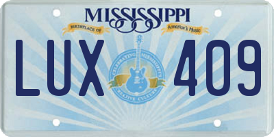 MS license plate LUX409