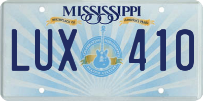 MS license plate LUX410