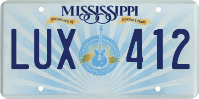MS license plate LUX412