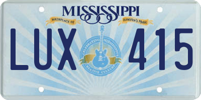 MS license plate LUX415