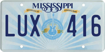 MS license plate LUX416