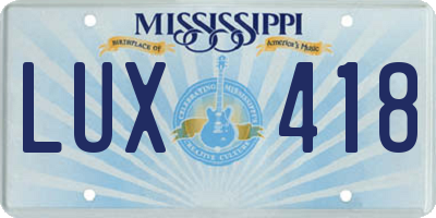MS license plate LUX418
