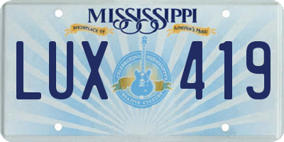 MS license plate LUX419