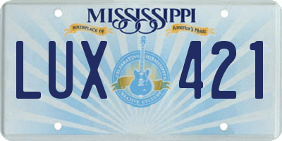 MS license plate LUX421