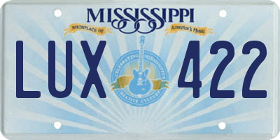 MS license plate LUX422