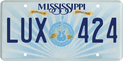 MS license plate LUX424