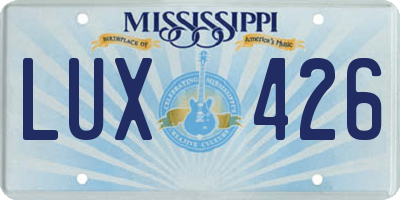 MS license plate LUX426