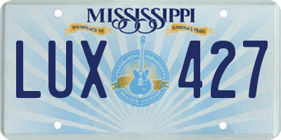 MS license plate LUX427