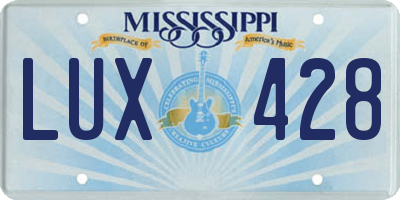 MS license plate LUX428